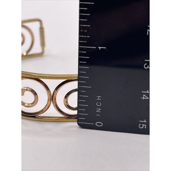 Vintage Krementz Gold Tone Swirl Scroll Open Work Cuff Bracelet - Picture 11 of 11